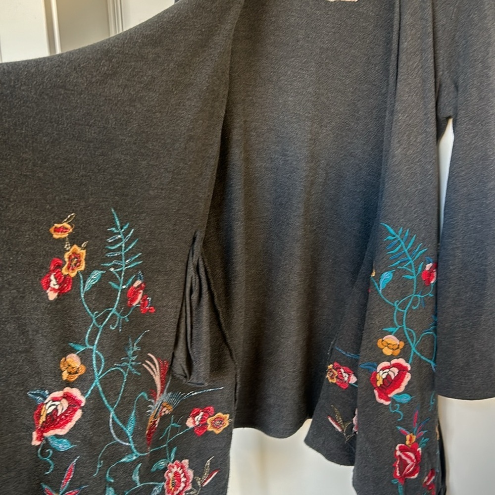 Johnny Was Dark Gray Cardigan with Colorful Embroidery - Picture 10 of 16